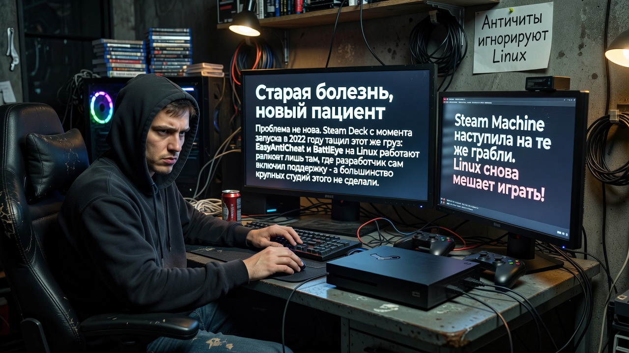 Steam Machine наступила на те же грабли. Linux снова мешает играть!